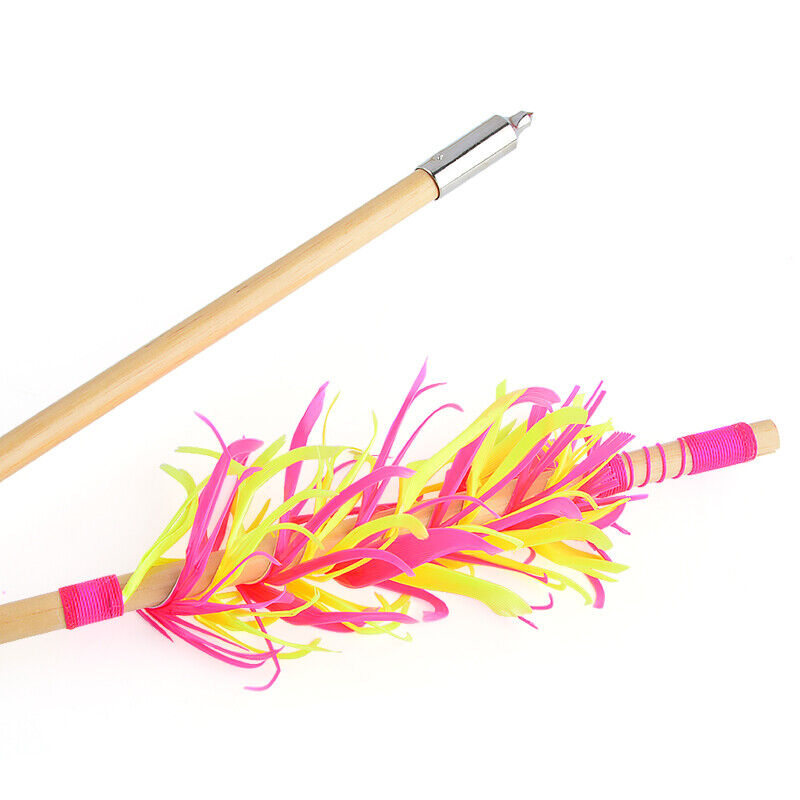 12X Wooden Arrows Handmade Shaft Archery Flu-Flu Spiral Wrap Feather Longbow Hunt